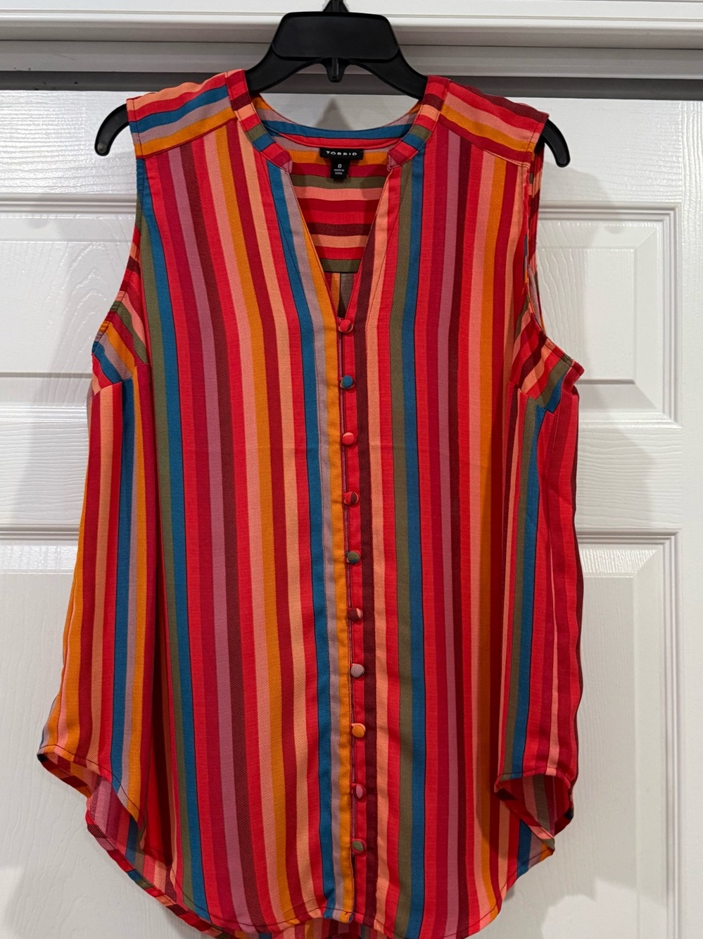 torrid Multicolor Vertical Stripe Sleeveless Button-Front Top